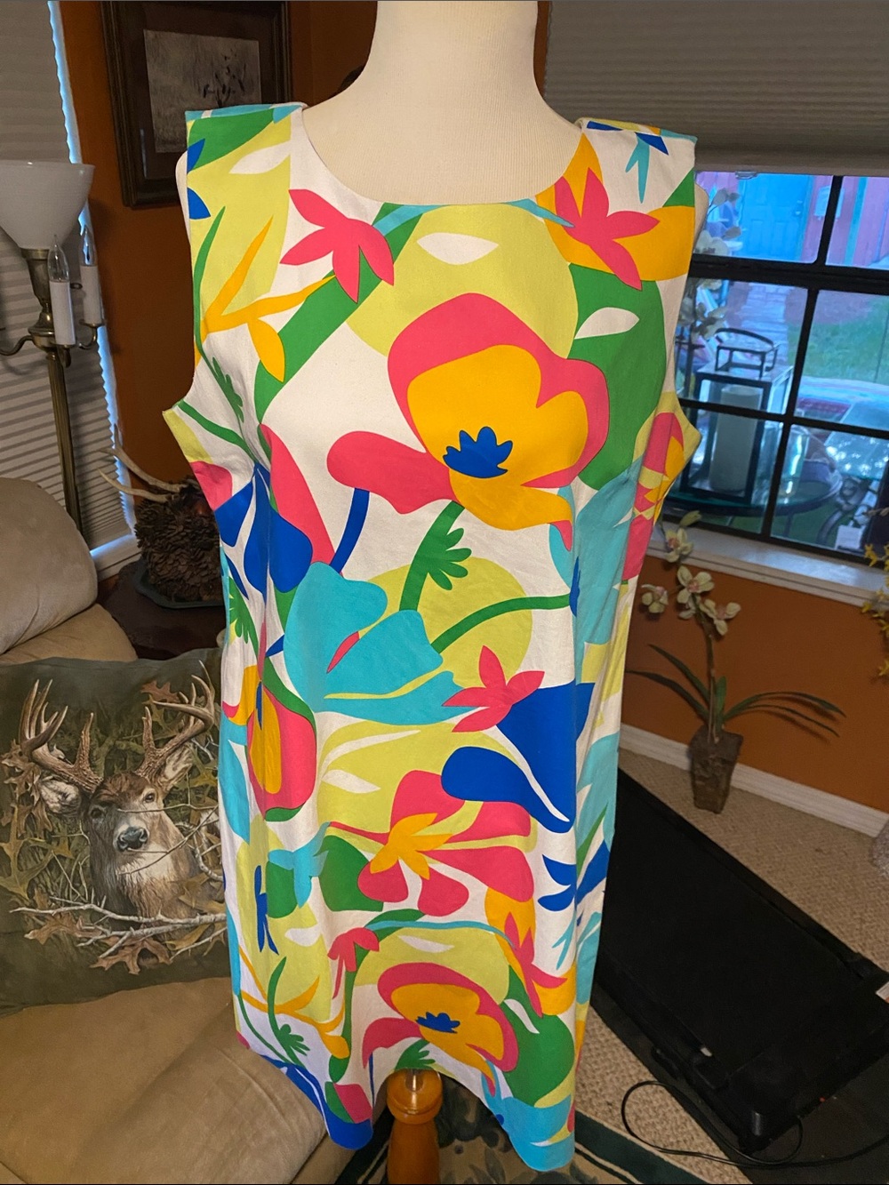 NICOLE MILLER Vibrant Multi-Color Floral Cotton Shift Dress